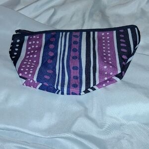 Estee Lauder Navy, Purple & White Polka Dot Cosmetic Pouch